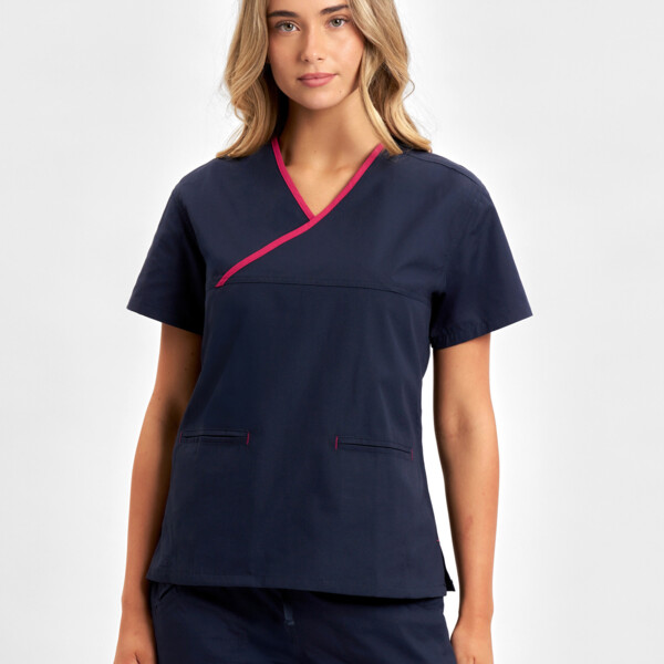 H10722  Women's Contrast Scrub Top Thumbnail