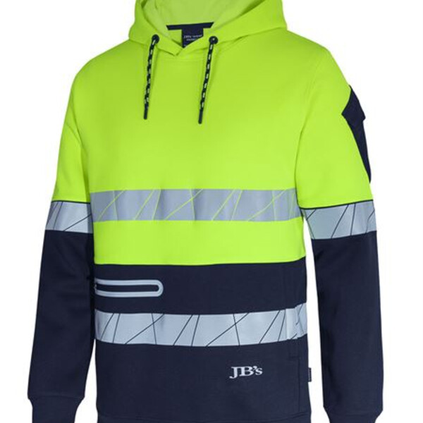  6DPFP Mens JB's 450g Hi VIs Pull Over Hoodie with Fragmented Tape Thumbnail