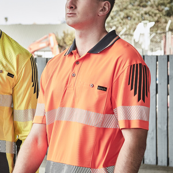 ZH555 Mens Hi Vis Flux Segmented Tape Short Sleeve Polo Thumbnail