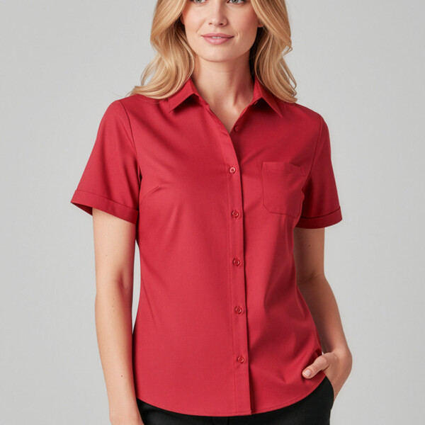 CS947LS Florence Womens Plain Short Sleeve Shirt Thumbnail